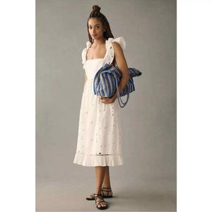 ANTHROPOLOGIE FOREVER THAT GIRL sz  S Tie-Back Ruffled Eyelet Dress in W…